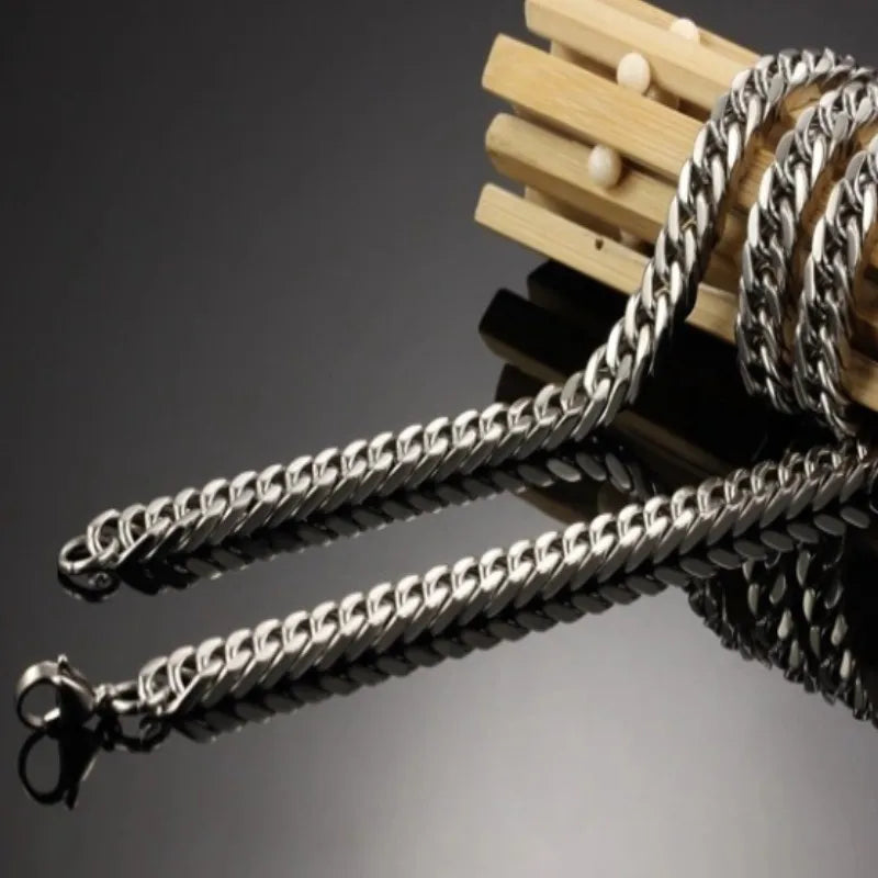8mm-14mm Thick Stainless Steel Cuban Chain Necklace For Men.  Chain Jewelry Accessories.  Great FATHERS DAY GIFT!!!
