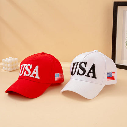 Fashion USA Letter Embroidered Baseball Cap Men Women American Flag Patch.  Adjustable Patriotic Dad Hat for Outdoor Casual Daily