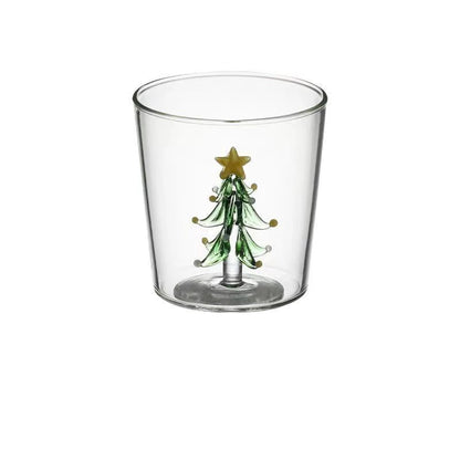 300ml Christmas 3D Glass Cup With Figurine Inside Stemless Glass For Wine Water Milk Goblet-drinking Glass Coffee Mug 1/2/4pcs