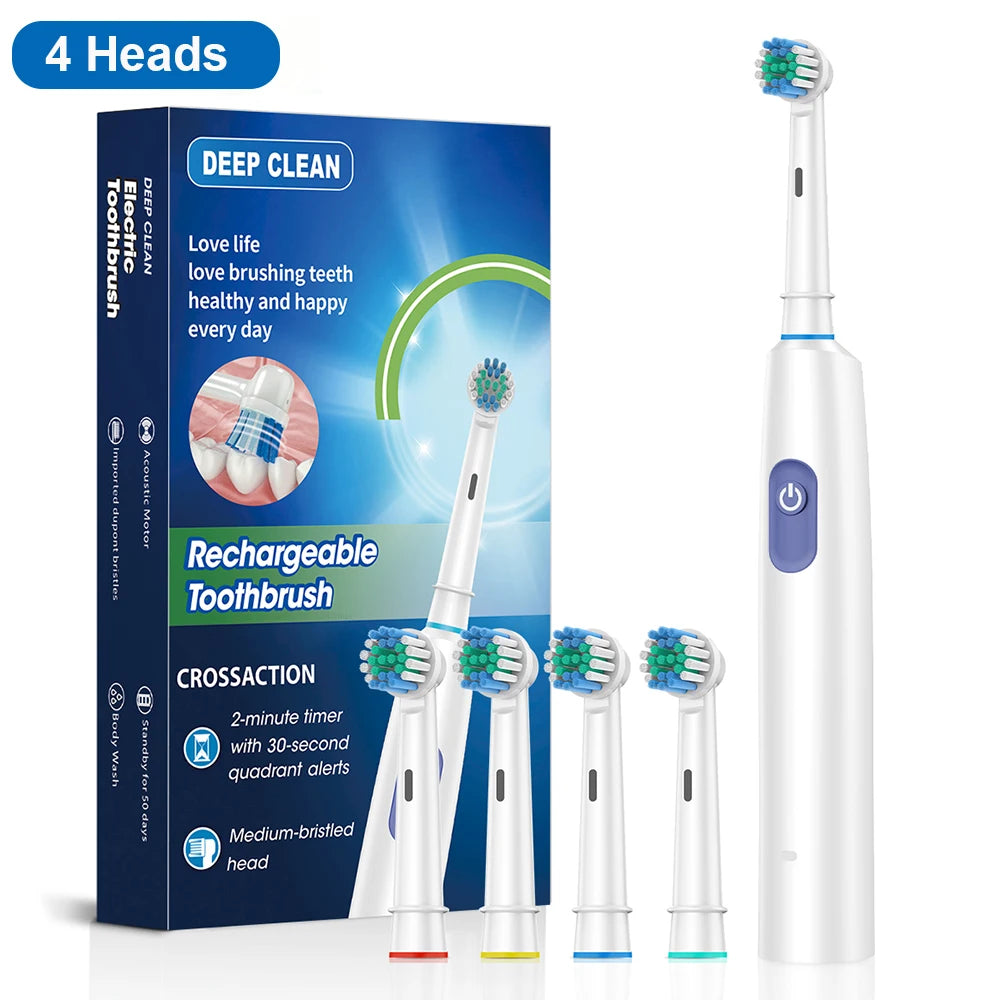 Electric Toothbrush with Rotar Motion, Rechargeable Electric Toothbrush for Adults,  Rotating Electric Toothbrushes with 8 Soft Brush Heads