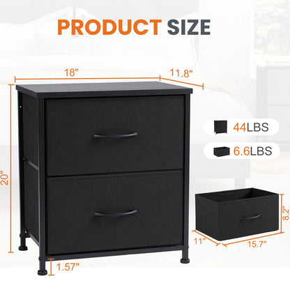 Bedside Nightstand  for Coffee,Tea. Table Storage  for Closet,  2 Fabric Drawers.