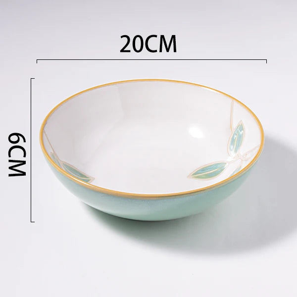 Japanese rural ceramic tableware Vine leaf soup bowl Lamian Noodles bowls Hot vegetable bowls Cover and pour rice bowl bowl set