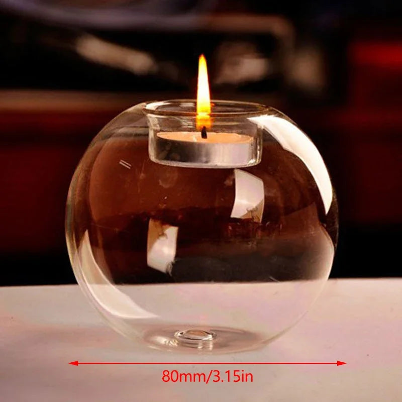 Elegant Round Glass Candle Holders - European Style Centerpiece for Christmas, Halloween & Wedding Parties EVERDAY ELEGANCE