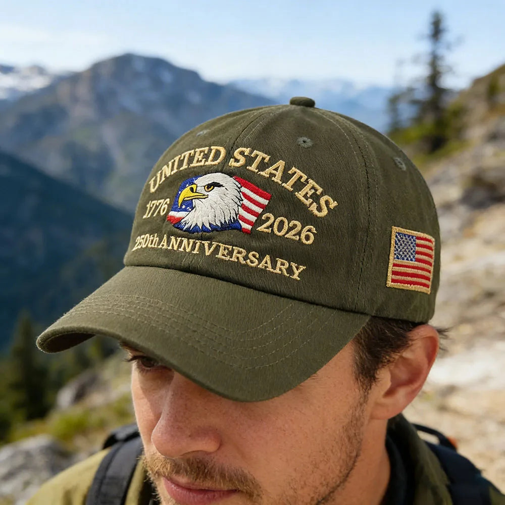 250th Anniversary Hat, USA Patriotic Baseball Caps,  Eagle Embroidered Baseball Hats for Men /Women Cap