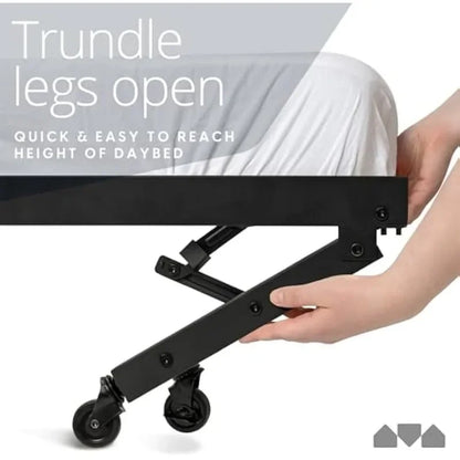 Hot selling productsTwin Daybed with Backrest and Pop-Up Trundle Set, Modern Black Frame – Daybed with Trundle (Mattresses Sold alone)