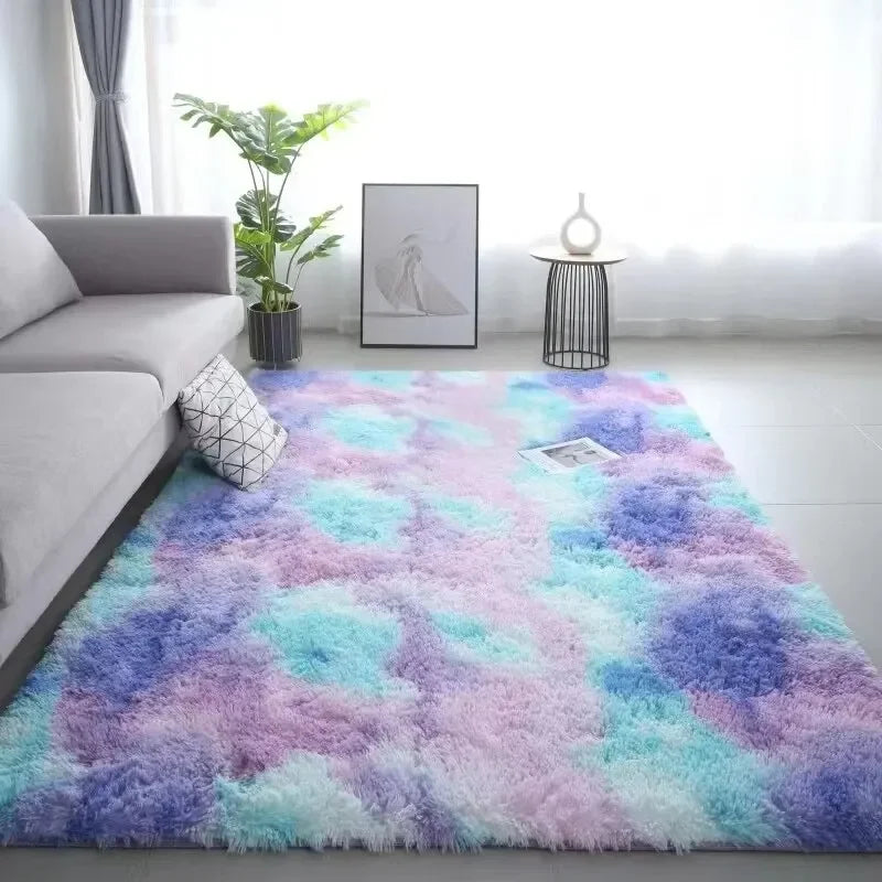 Gradient Silk Wool Bedside Rug for Living Room , Bedroom -Non-slip Machine Washable Not Easy to Lose Hair Carpet