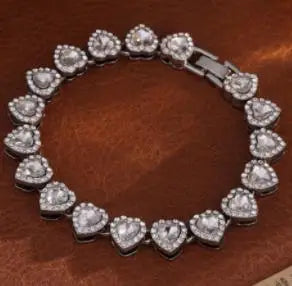 Luxurious Heart Type Rhinestone Hop Tennis Chain Bracelet And Necklace For MOTHERS DAY  and other Occasions