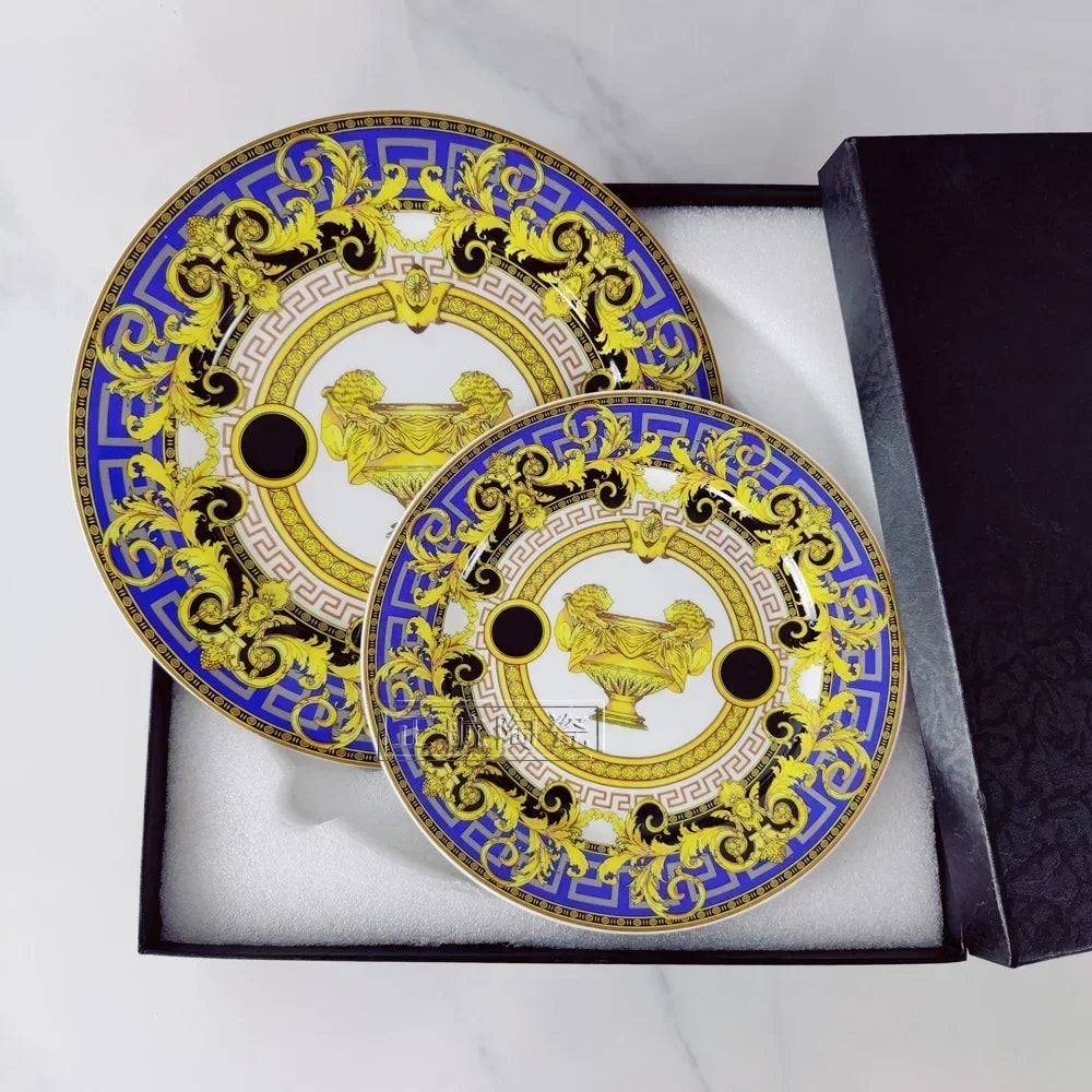 Vintage Ceramic Dinner Plate 8 Inch /10 Inch Creative Bone China.   Western Steak, Dessert,  Salad Plate, Gift Box Set for this pattern.