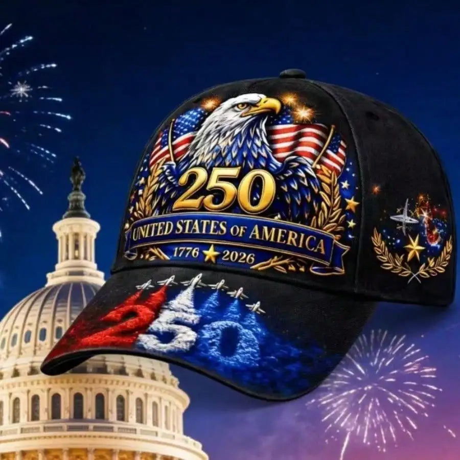250th Anniversary American Baseball Cap, 1776-2026 Flag Golden Eagle,  Jet Plane Design, Patriotic Unisex Hat, Ideal Gift for everyone!