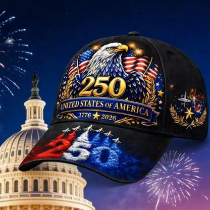 250th Anniversary American Baseball Cap, 1776-2026 Flag Golden Eagle,  Jet Plane Design, Patriotic Unisex Hat, Ideal Gift for everyone!