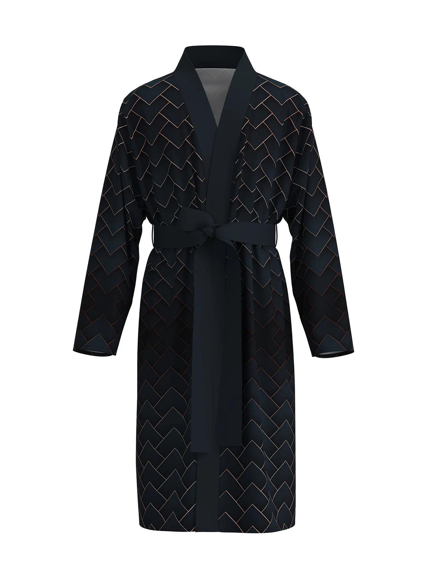Men's. robe 3D digital full-print casual bathrobe.  Spring and summer,  thin,  quick-drying  robe with belt.