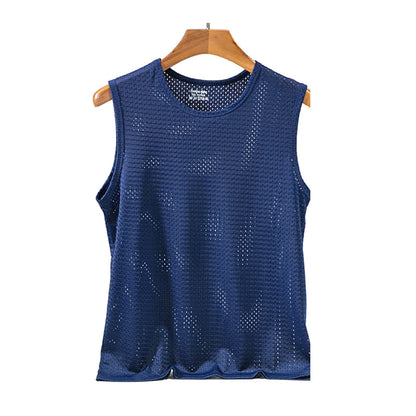 Men's Ice Silk Mesh Tank Tops,  Gym Stringer, Transparent Bodybuilding Sleeveless Shirt  for Fitness.