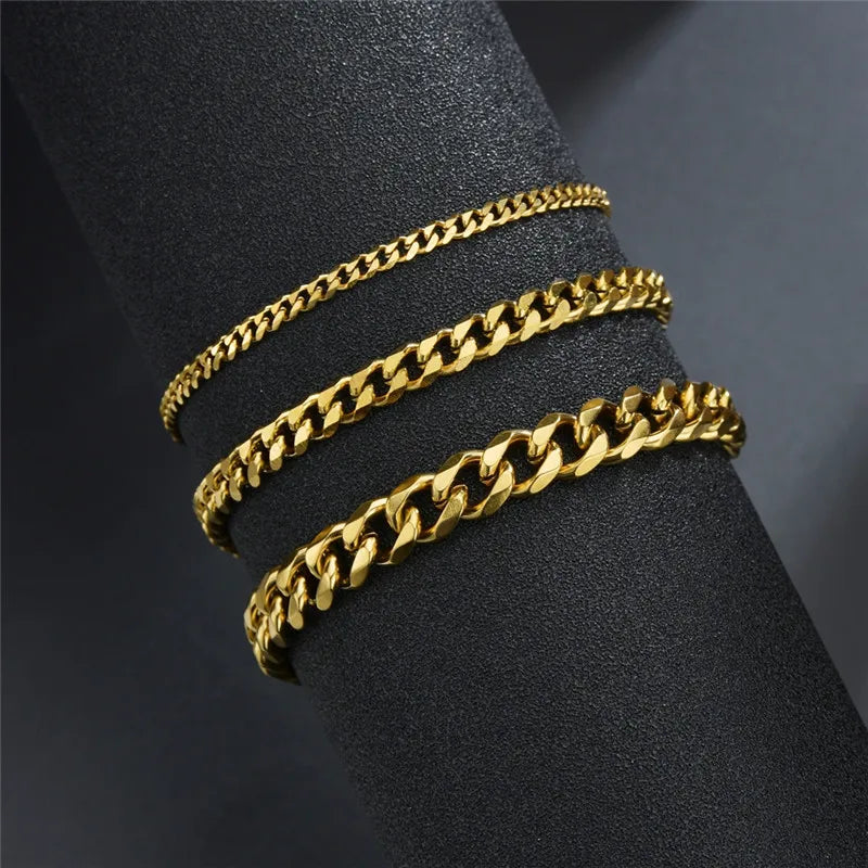 Stainless Steel Curb Cuban Chain Bracelet for Men /Women, Couple, Unisex,  Wrist Jewelry Gift.  Happy Fathers Day.