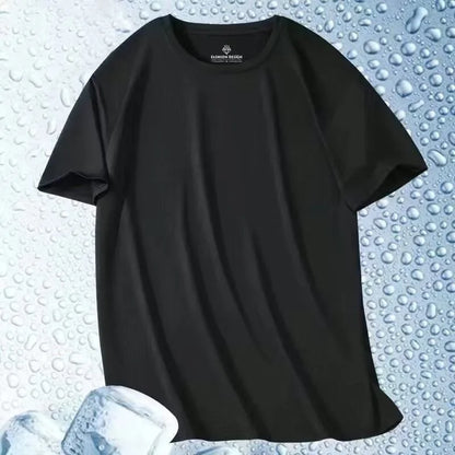 Summer Ice Silk Men T Shirt, Short Sleeve, Round Neck,  Breathable, Thin, Quick Drying Tees, Soft ,Elasticity, Some Color/sizes not Available, but most are available.  JUST check sizing charts, also.