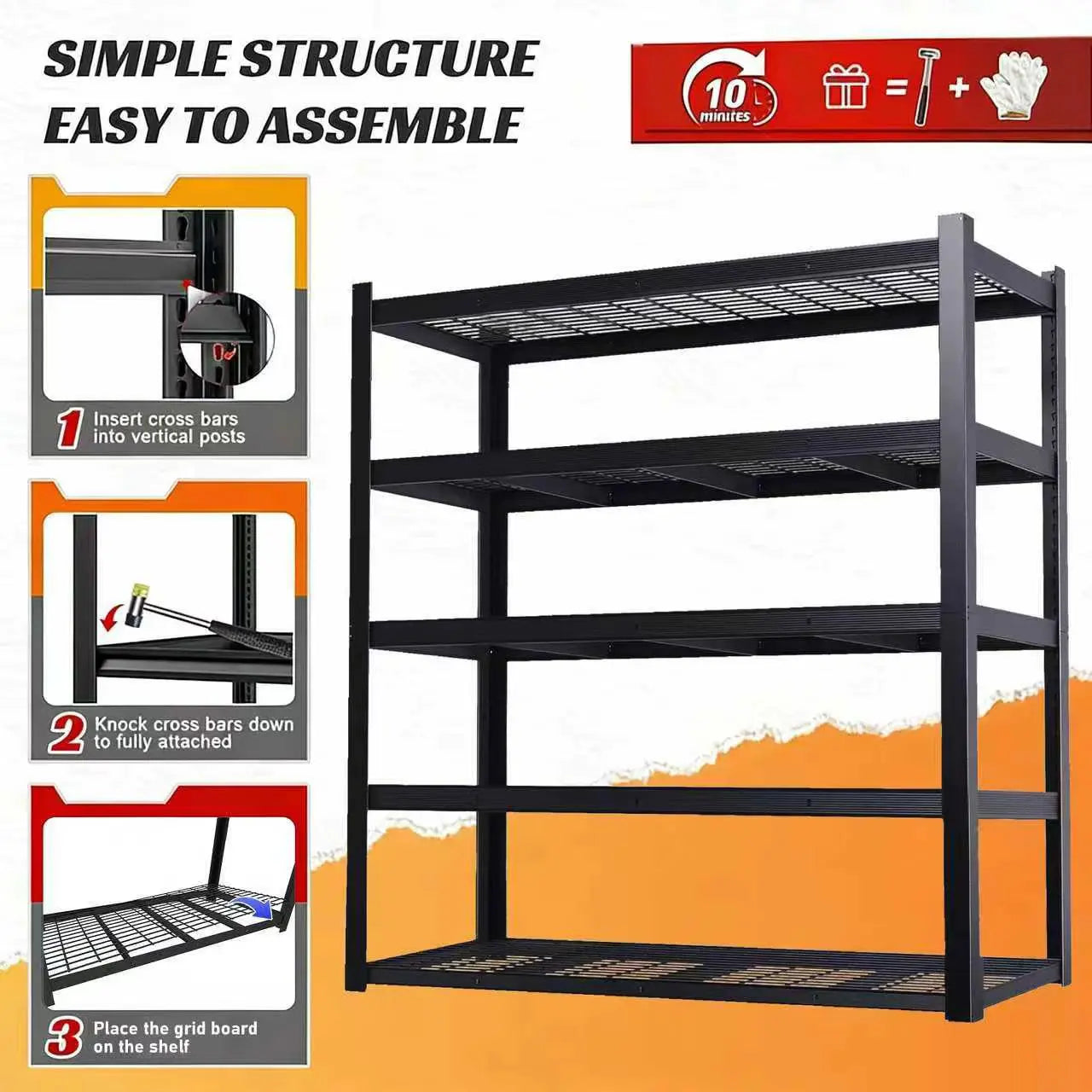 72" Adjustable Metal Double Layer Column Shelving, Commercial Grade Utility Rack for Warehouse, Basement, Kitchen, Pantry