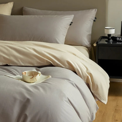 A-Class 100s Long-Staple Cotton Sateen, Brushed,  Solid Bedding Set Duvet Cover Set Luxurious Milled Softness, Smooth