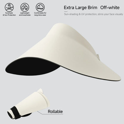 Women's Sun Top Hat with UV Protection, Seamless One-Piece Visor, Wide Brim for Full Shade, Hollow Top Sun Cap.  IVORY is Available and Just a few Brown.