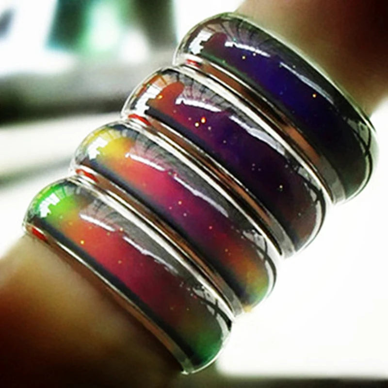 1pc Stainless Steel Mood Ring Changing Color Rings Emotion Feeling Temperature Ring For Women/ Men / Couples Rings Fashion Jewelry, 1 color to order but many moods to wear.  Use Sizing chart.