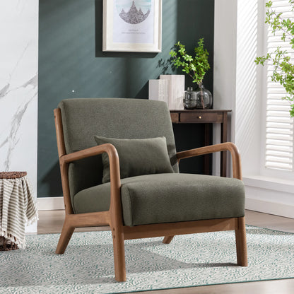 29*33*26 Inch Solid Color Solid Wood Living Room Chair. 105° Backrest with Non-Slip,  Casual Bedroom Chair With Pillow