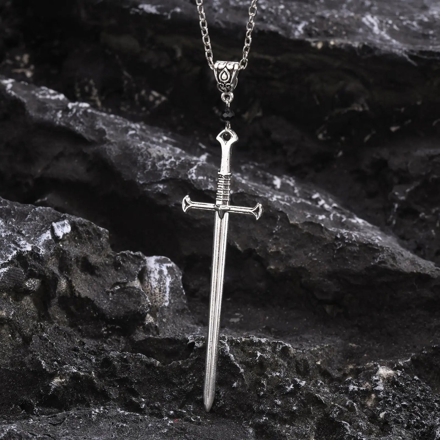 Vnox Mens Punk Rock Sword Cross Pendant Necklaces, Retro Gothic Long Knife Necklace Hip Hop Jewelry for Women Teens