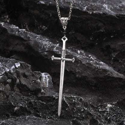 Vnox Mens Punk Rock Sword Cross Pendant Necklaces, Retro Gothic Long Knife Necklace Hip Hop Jewelry for Women Teens