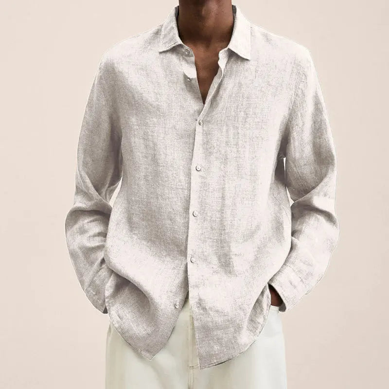 Men's Solid Colors, Cotton Linen , Long Sleeved, Casual Shirt