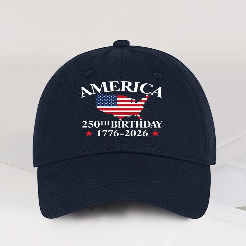 America 250th Anniversary 1776-2026 USA Flag,  Map Printed Baseball Cap,  Adjustable Patriotic Hat for 4th of July Events