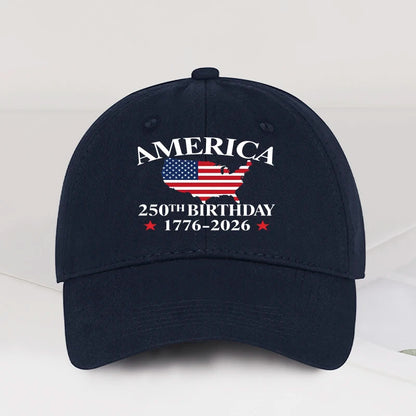 America 250th Anniversary 1776-2026 USA Flag,  Map Printed Baseball Cap,  Adjustable Patriotic Hat for 4th of July Events
