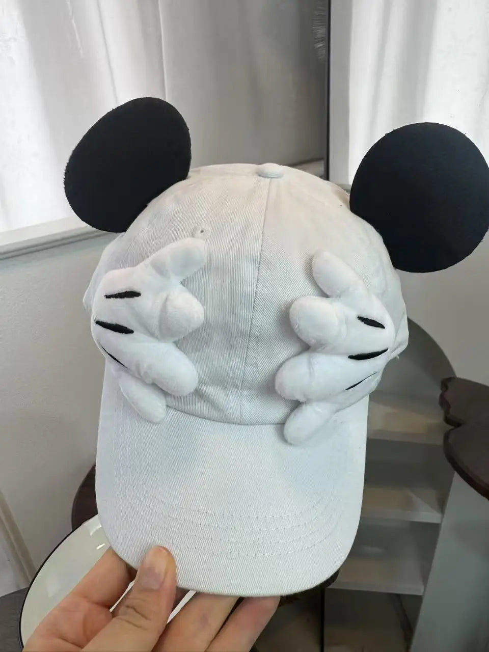 Cute Cartoon Mouse Ear Baseball Caps Adjustable Snapback Hat Outdoor Sports Travel Sun Hat with Curved Brim for Adult Teens.  RED and BLUE are gone. PINK, BLACK, PURPLE are most available.