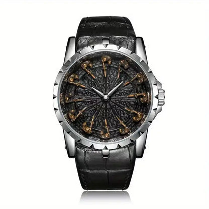 Men's Watch with retro style and simple personality, practical wrist belt, large dial, fully automatic /quartz.