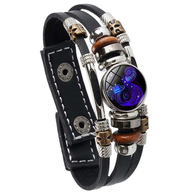 Constellations Luminous Leather Bracelet,  Retro Multi-layer Beaded Leather Bracelet,  Jewelry Gifts for Men /Women /Couples.  The Zodiac signs  numbers are all. Pretty Low so if you need some gifts, do hurry!!!