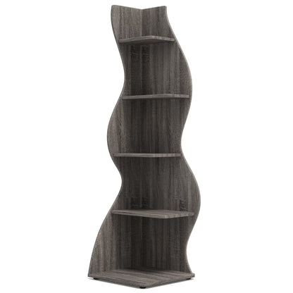 Corner Shelf, Modern 5-Tier Corner Bookshelf, Stylish Corner Small Bookcase, Storage Rack,  Plant Stand