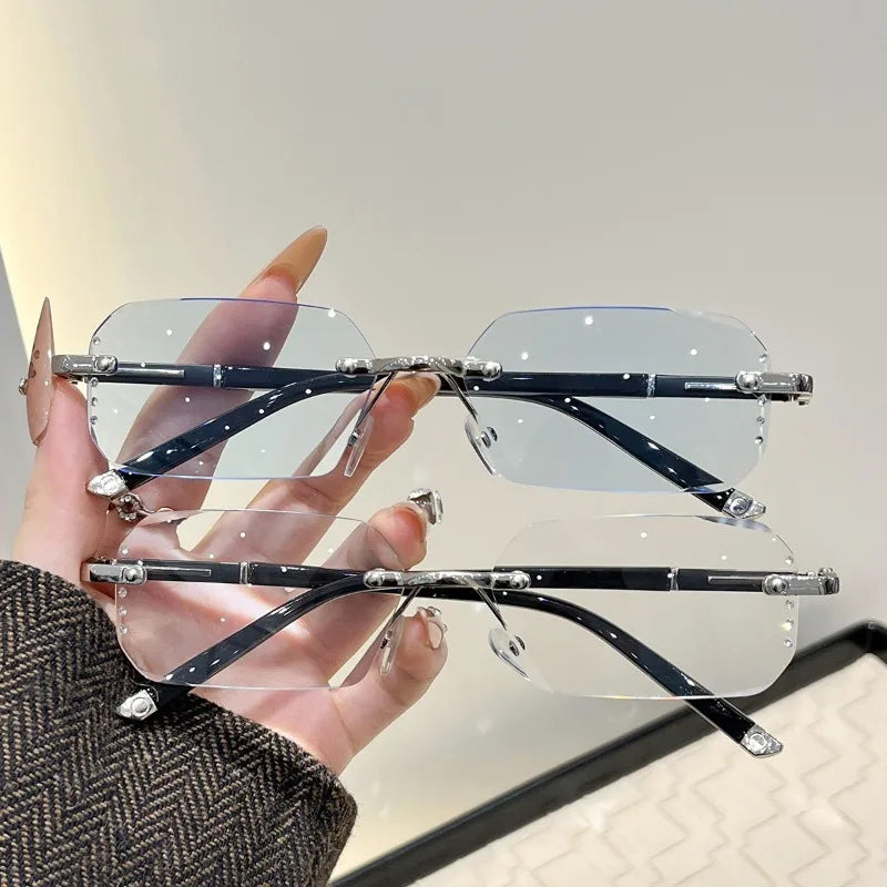 2PCS  of  Frameless Cut Edge, Blue- Anti /Blue-Light Reading Glasses for Fashionable Men and Women Anti -Radiation Reading Glasses