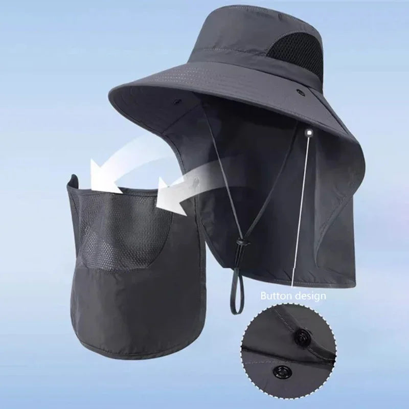 Summer Sun Hats, UV Protection for  Outdoor Hunting,  Fishing Cap For Men /Women Hiking, Camping,  Visor Bucket Hat Neck Flap, Fisherman Hat