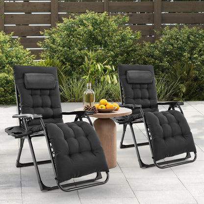 Zero Gravity Recliner,  Camping/ Patio Lounge Chair,  Folding Portable Recliner with Cup Holder,  Trays Removable Cushion For Outdoor Garden