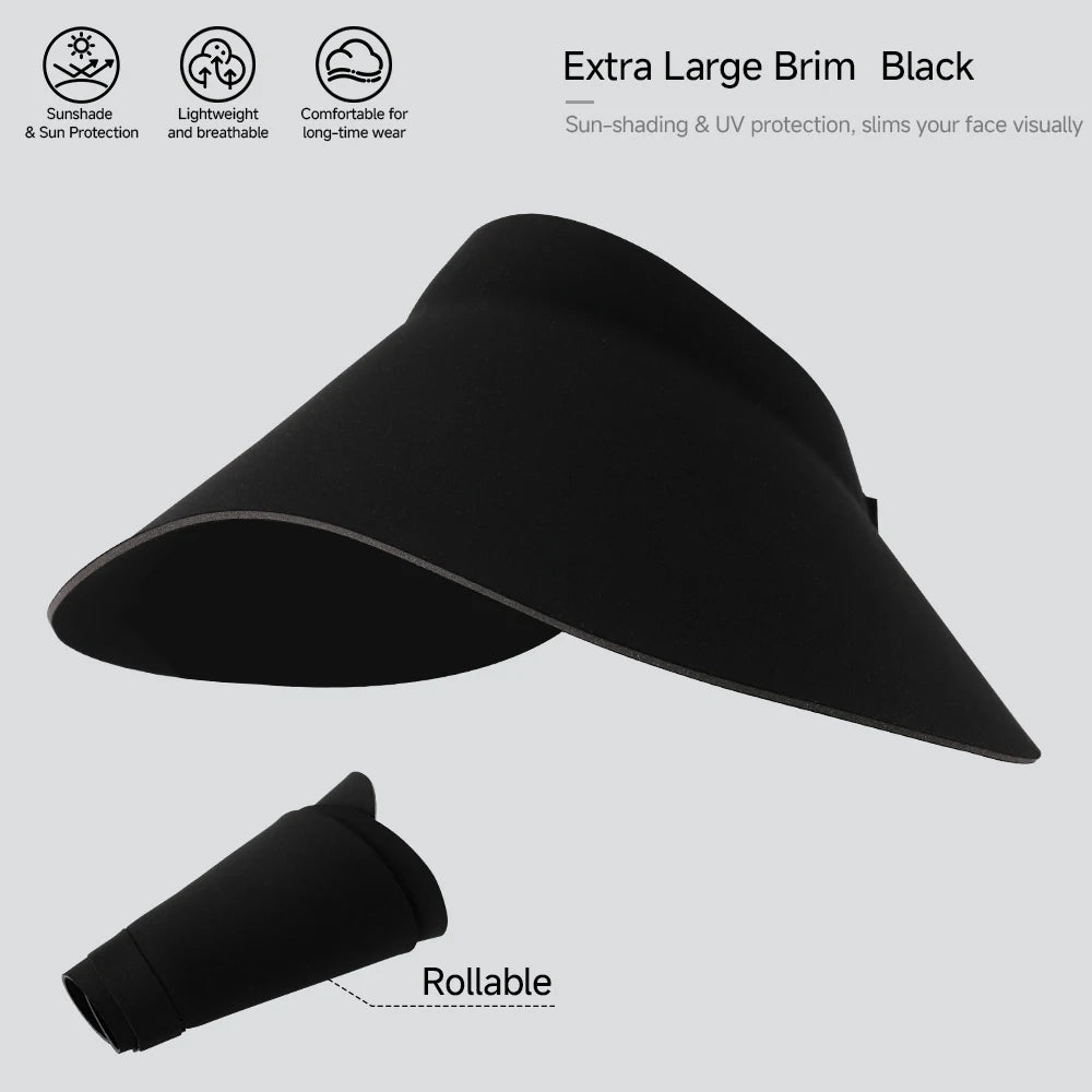 Women's Sun Top Hat with UV Protection, Seamless One-Piece Visor, Wide Brim for Full Shade, Hollow Top Sun Cap.  IVORY is Available and Just a few Brown.