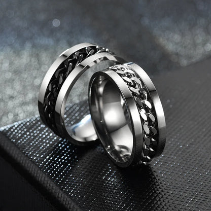 Spinning Anxiety Rings Free Shipping Items For Men Titanium Steel Rotatable Chain Fidget Joint Ring Jewelry Anillos De Hombres