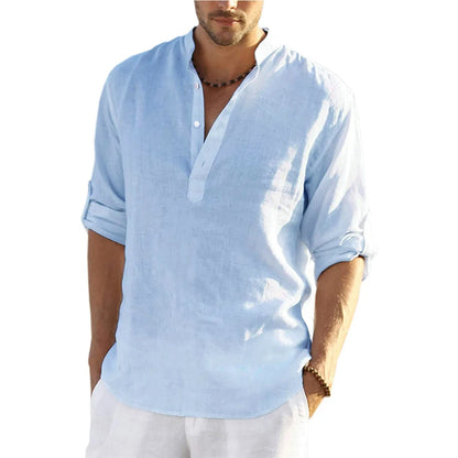 New Men's Casual Shirt, Cotton Linen Shirt,  Loose Tops, Long Sleeve Tee Shirt  for Spring /Autumn.  Casual Handsome Men's Shirts.  Lots of Colors!
