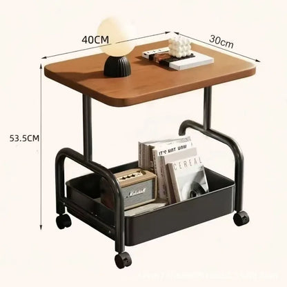 Two Tier Rolling  Bedside Nightstand Cabinet  with Storage Drawe,  Wheels, Small Space Table