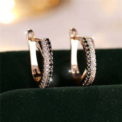 Luxury Female Red Zircon Stone Clip Earrings Charm Gold Color Weddings, MOTHERS DAY, and everday wear Jewelry For Women