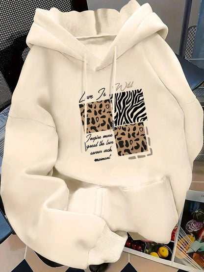 Women's autumn and winter loose casual comfortable letter printed,  thick, long sleeved,  round neck hoodie pullover