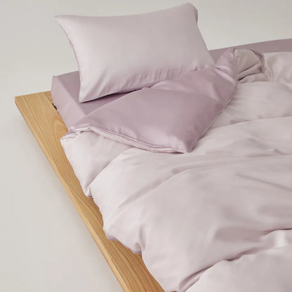 Simple 100% Lyocell Bedding Set,  Solid Colors,  Soft,  Skin-friendly Queen Duvet Cover Set with Sheets  of Natural Plant Fibre on Duvet Cover