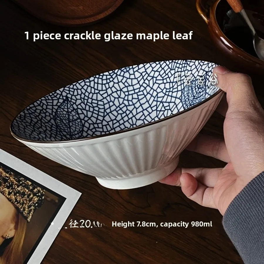 Large Size Hand-Painted Japanese Bowl for Soup,  Ramen, Etc.
