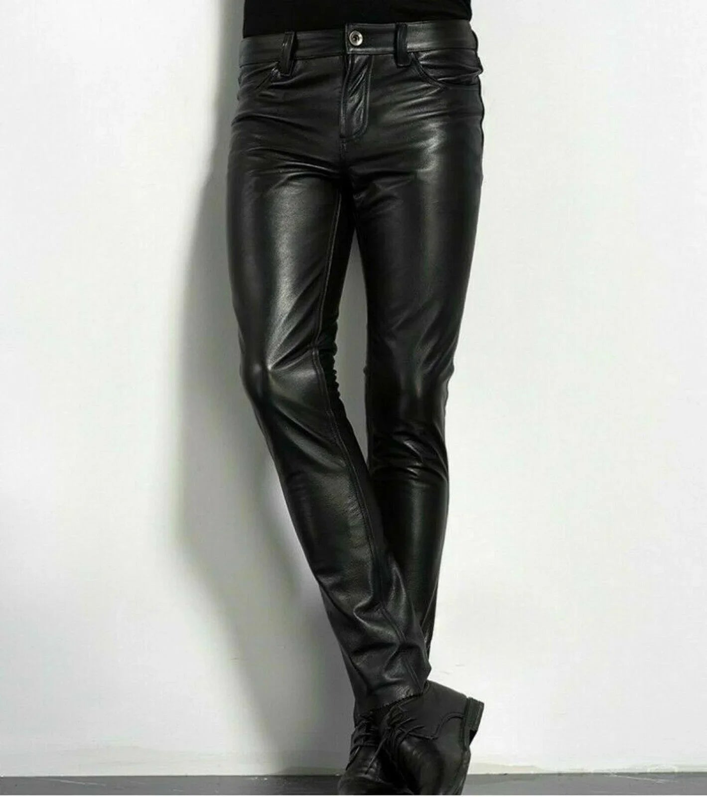 Choice PU Leather Pants for  Men But ONLY size 38 Available as of June 1, 2026.  Night Club Dance Pants , Men's Faux Leather, Slim Fit.