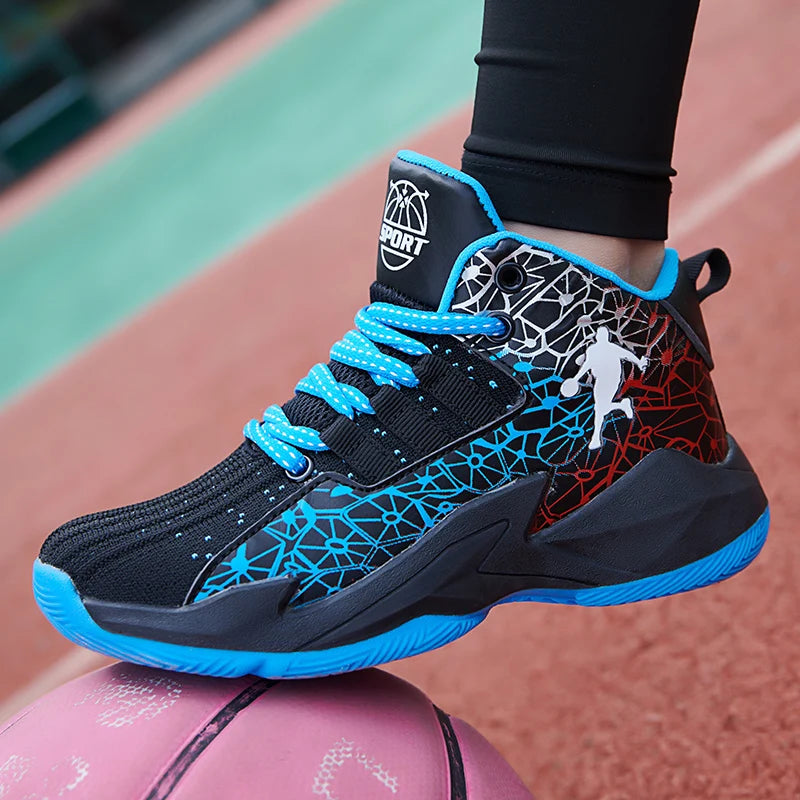 Children‘s Basketball Shoes, Non-slip, Breathable Basketball Training Sneakers,  Lace-up Boys Girls Basketball  Athletic Shoes