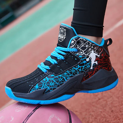 Children‘s Basketball Shoes, Non-slip, Breathable Basketball Training Sneakers,  Lace-up Boys Girls Basketball  Athletic Shoes