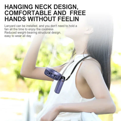 Portable Handheld Mini Fan, Foldable Neck Hanging Fans , 5 Speed USB Rechargeable Fan with Phone Stand and Display Screen, 1800mAh.  BLUE< PURPLE< WHITE Colors are Available