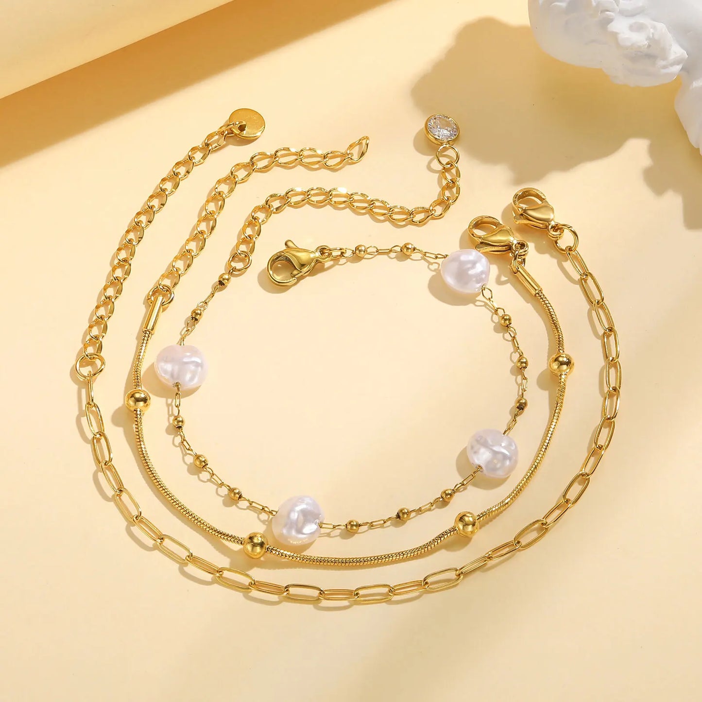 Waterproof Stainless Steel Chain Bracelets For Women.  Gold Plated Fashion and   Stackable Link Bracelet Gifts.  Great Gift for MOTHERS DAY