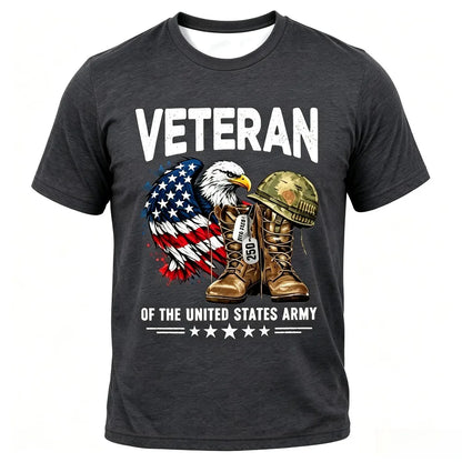 US Army"Veteran" Eagle American Flag T-Shirt, Patriotic Military , Casual Short Sleeve Top for Men.  Lots of Choices and there are sizing charts.