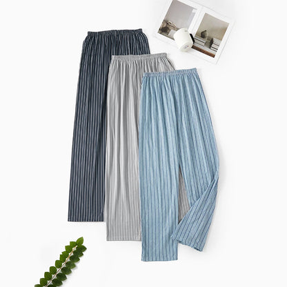 Men's Stylish Summer Pajama Pants, Thin, Loose, Breathable,  Air-Conditioned Pants with Elastic Waist